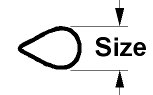 size is measured at dia of rounded end